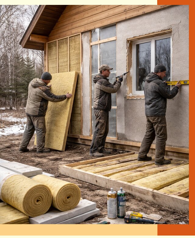 Утепление дачного дома в Кирове от 4922 руб/м2 — недорого | ТепломастерКри