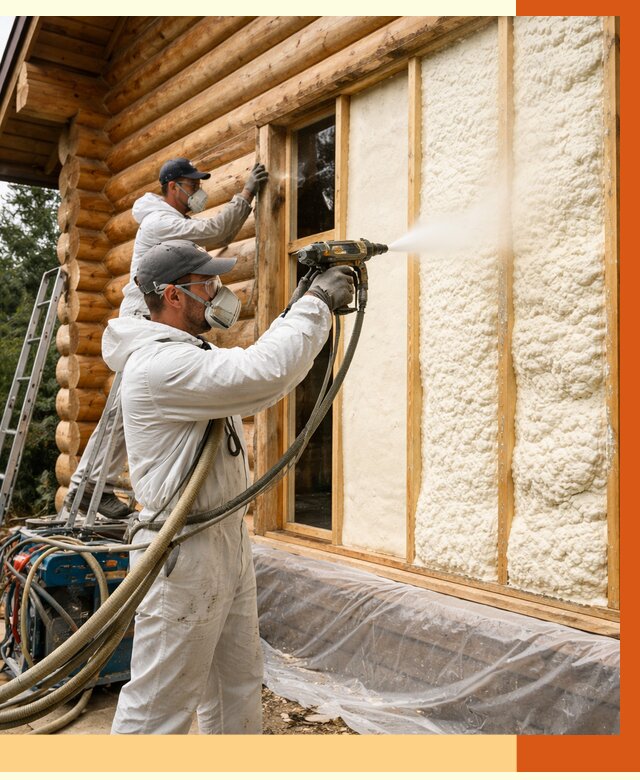 Утепление деревянного дома ППУ в Кирове от 4352 руб/м2 | ТепломастерКри — под ключ
