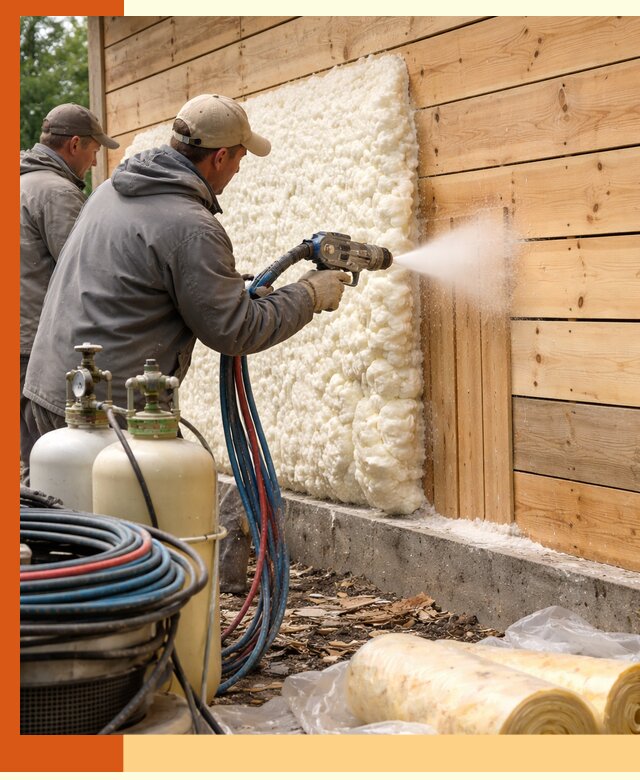 Утепление деревянного дома пенополиуретаном в Кирове