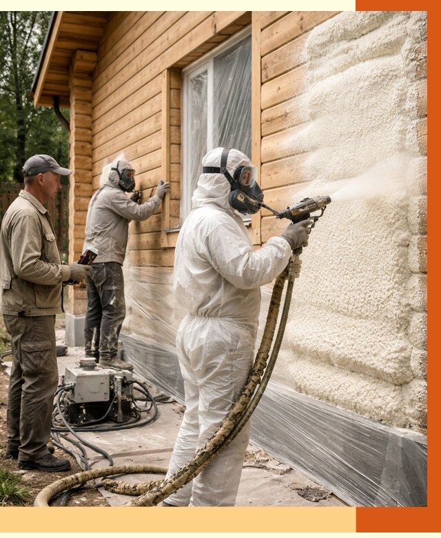 Утепление дома из бруса ППУ в Кирове от 3989 руб/м2 под ключ | ТепломастерКри