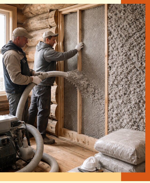 Утепление бревенчатого дома эковатой в Кирове от 2850 руб. | ТепломастерКри