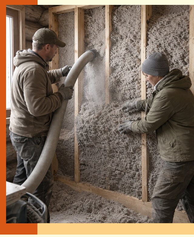 Утепление бревенчатого дома эковатой в Кирове