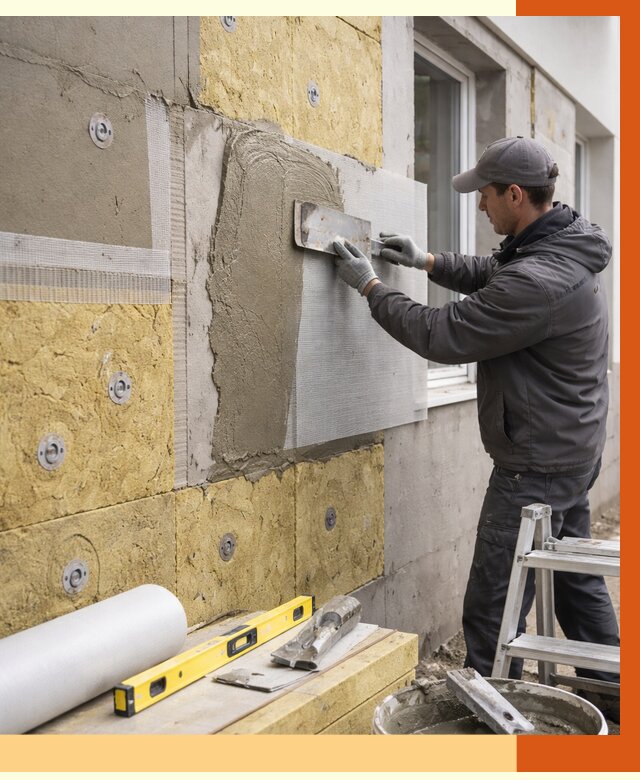 Утепление фасада под штукатурку в Кирове от 4352 руб/м2 — монтаж пенопластом и минватой | ТепломастерКри