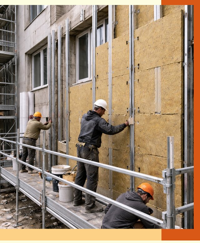 Утепление вентилируемого фасада в Кирове от 5803 руб/м2 — монтаж и утепление вентфасад | ТепломастерКри