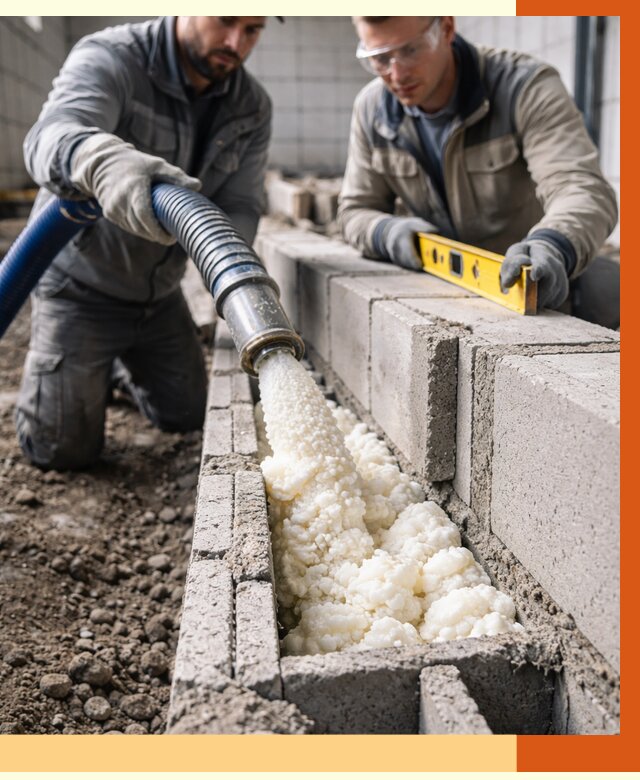 Заполнение колодцевой кладки ППУ в Кирове от 4352 руб. за м2 | ТепломастерКри