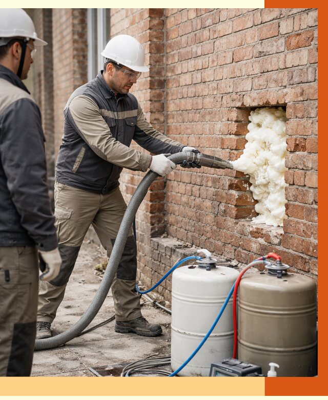 Заливка ППУ в пустоты кирпичной стены в Кирове от 2850 руб. | ТепломастерКри