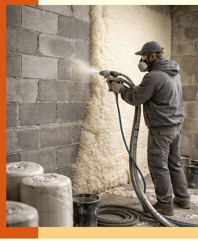 Утепление блочной стены ППУ в Кирове качественно и надёжно