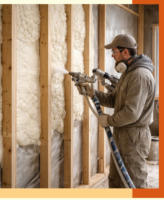 Утепление каркасной стены ППУ в Кирове от 4404 руб./м2 под ключ | ТепломастерКри