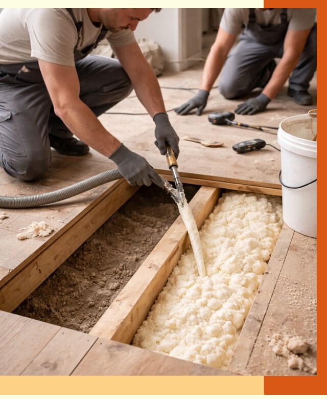 Заполнение пустот пола в Кирове от 2798 руб. — утепление пустот пола под ключ | ТепломастерКри