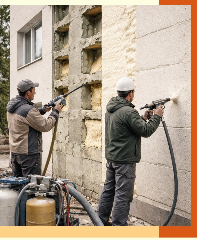 Заполнение пустот фасада в Кирове от 4663 руб. — утепление пустот облицовки | ТепломастерКри