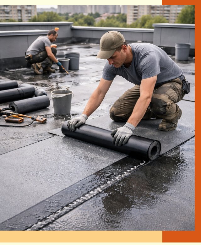 Гидроизоляция плоской кровли в Кирове от 4663 руб./м2 — профессионально | ТепломастерКри