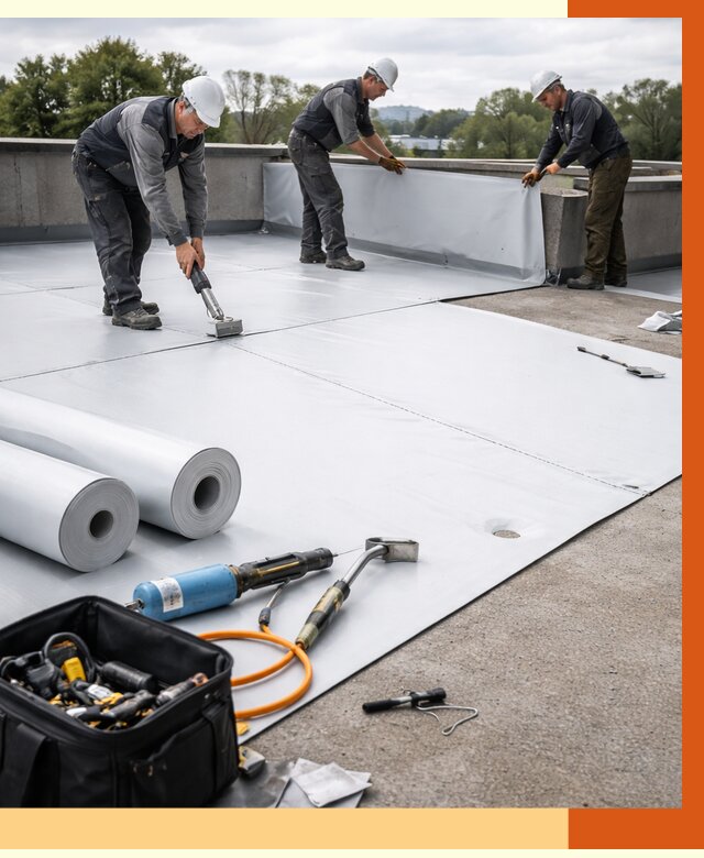 Гидроизоляция мембранной кровли в Кирове от 7772 руб./м² — профессионально | ТепломастерКри