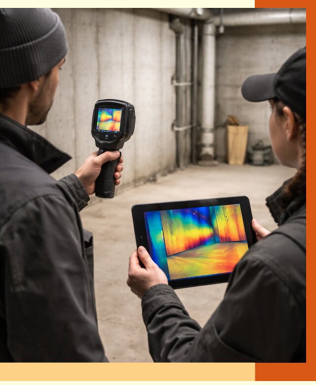 Тепловизионное обследование подвала в Кирове от 4663 руб. — проверка гидроизоляции | ТепломастерКри