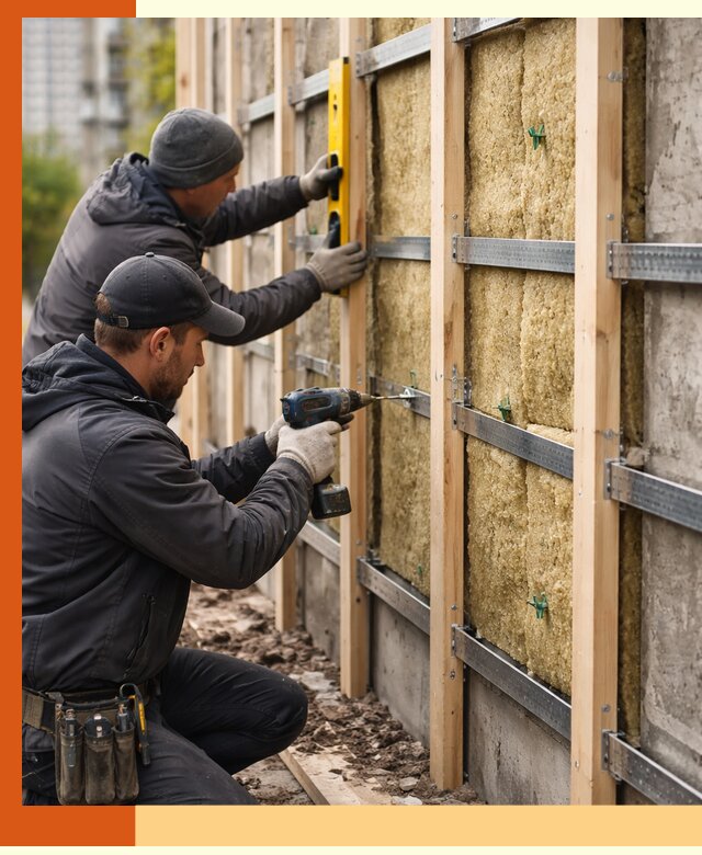 Монтаж обрешетки под утепление зданий и квартир в Кирове